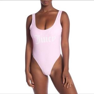 Juicy Couture Light Pink Bodysuit w built in padded bra Swimsuit Sz Medium